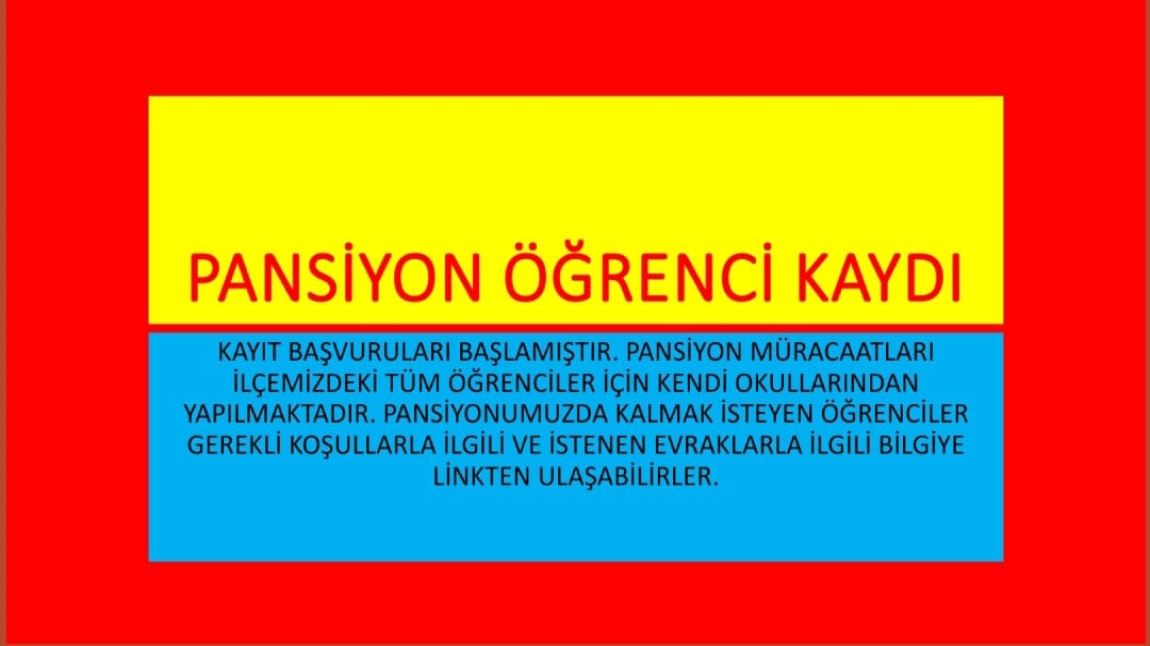 PANSİYONA KAYIT BAŞVURULARI BAŞLADI